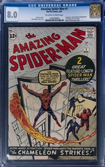 1963 Marvel Comics "The Amazing Spider-Man" #1 – Spider-Mans First Appearance in His Own Title – CGC 8.0 (Off-White - White Pages)